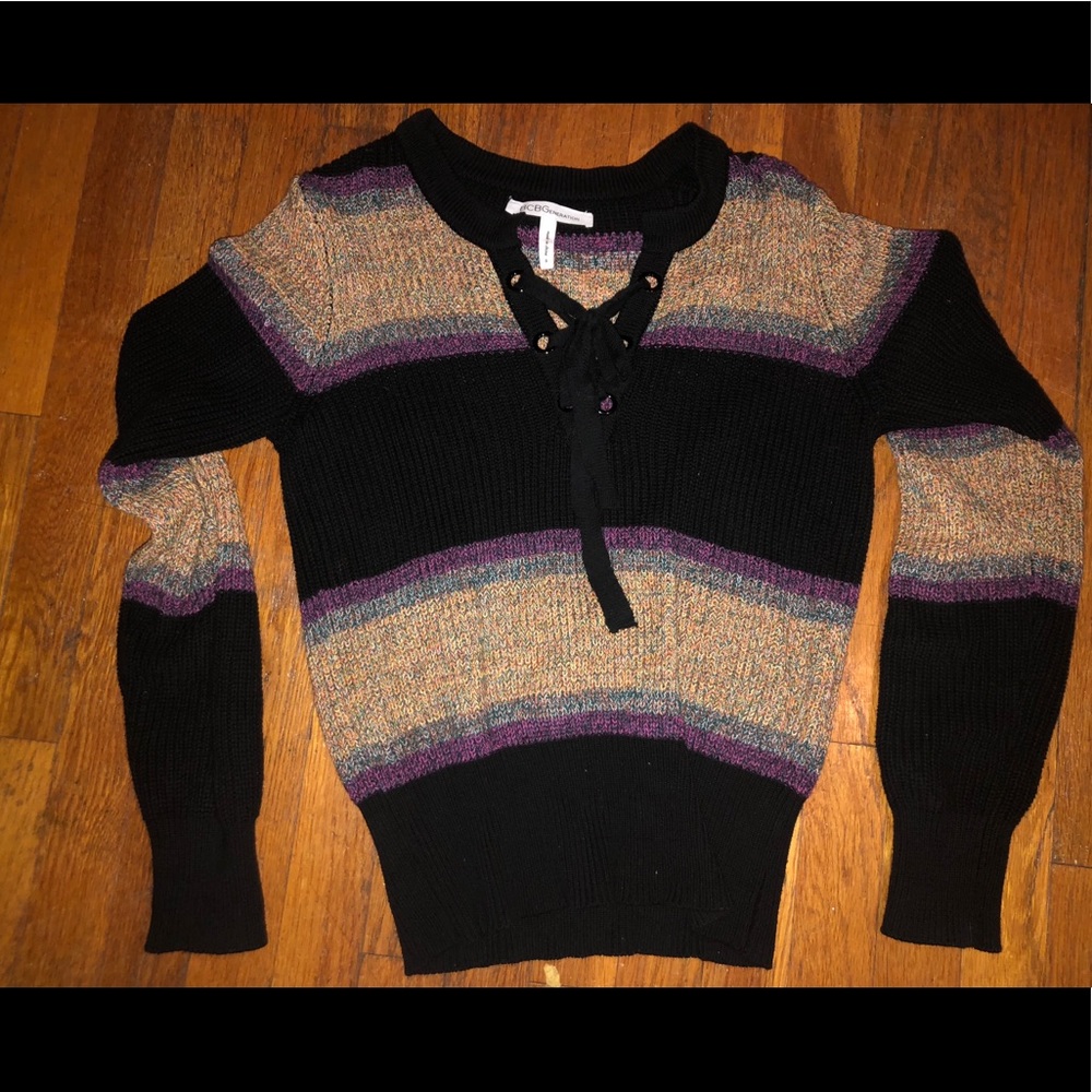 BCBG lace up sweater